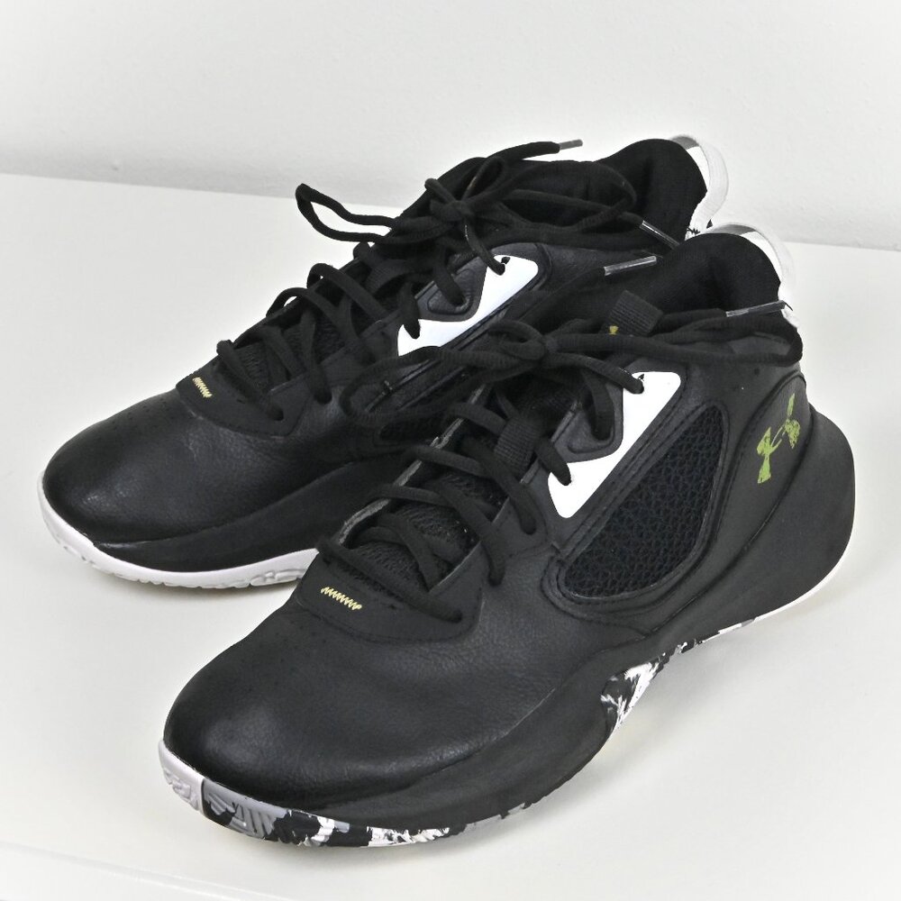 Under Armour Lockdown 6 Black Metallic Gold Leather Basketball Sneakers US8 UK7